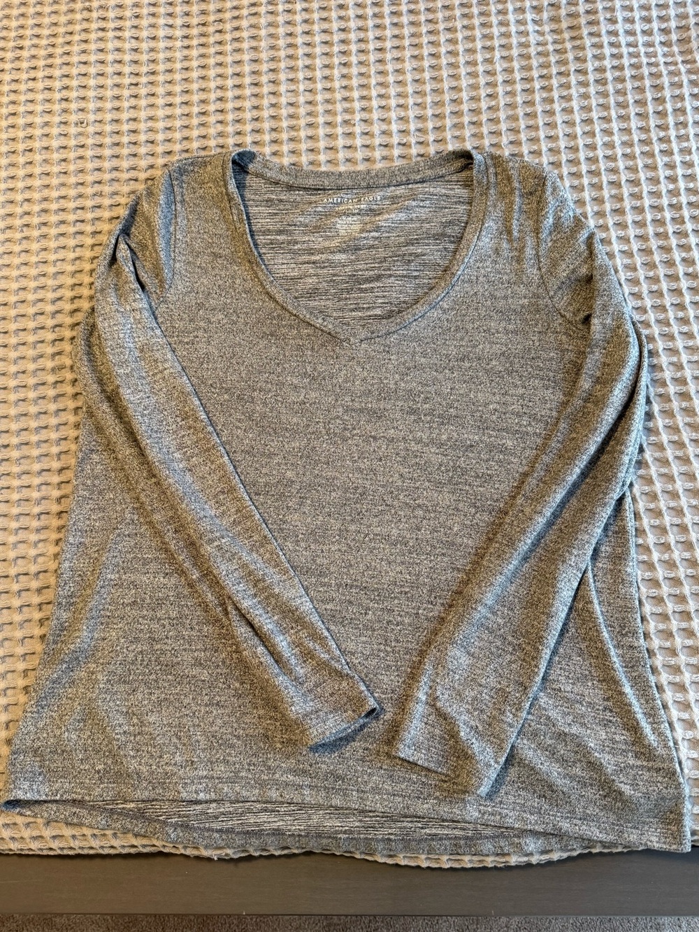 Like new soft and sexy v neck gray plush sweater / long sleeve AE